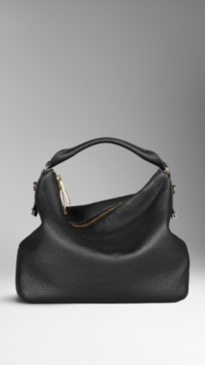 Medium Heritage Grain Leather Hobo Bag