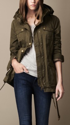 Funnel Neck Belted Parka