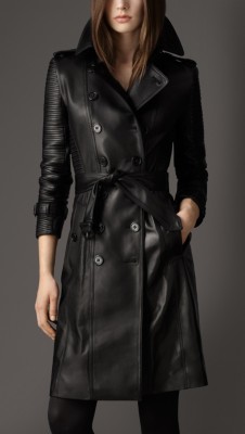 Long Lambskin Biker Trench Coat