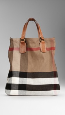 Bolso tote mediano de checks en lona