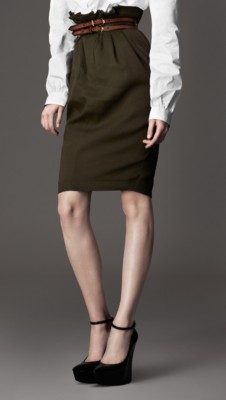 Gathered Waist Linen Crêpe Skirt