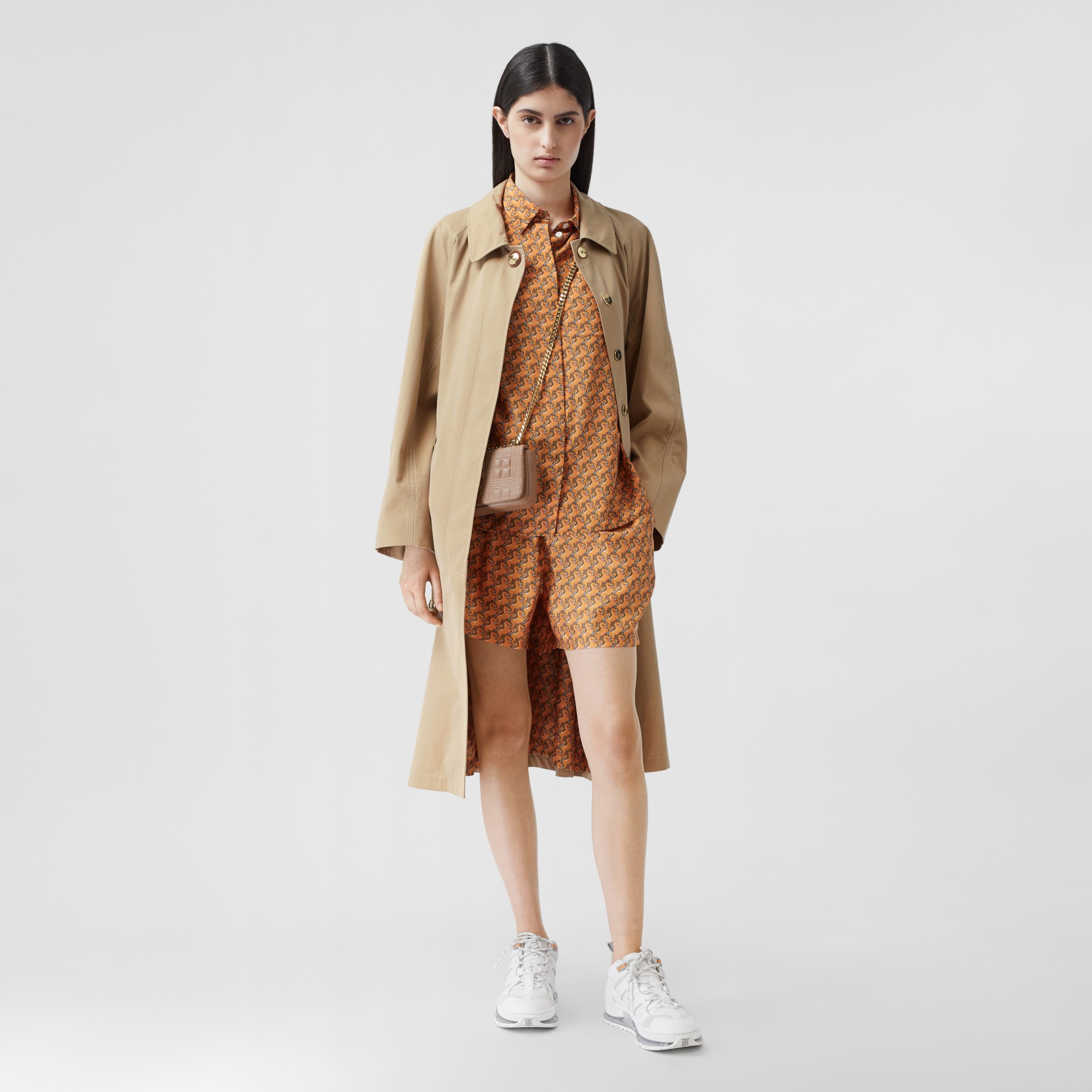 tropical gabardine belted car coat