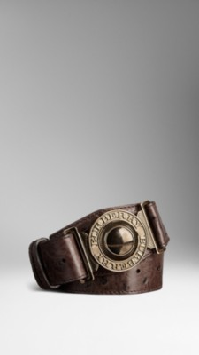 Heritage Buckle Ostrich Belt
