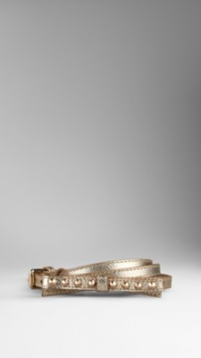 Double Buckle Metallic Bow Belt