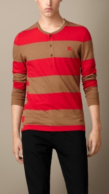 Block Stripe Cotton Blend Henley