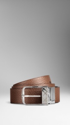 Reversible Grainy Leather Plaque  Belt