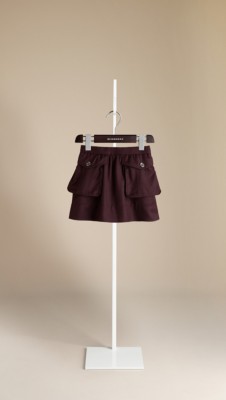 Bellows Pocket Wool Flannel Skirt