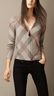 Reversible Check Wool Cardigan