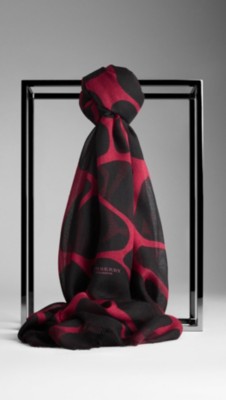 Animal Print Cashmere Silk Scarf
