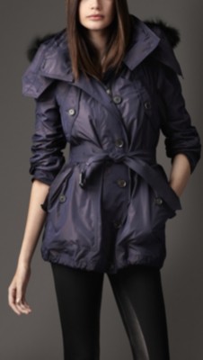 Short Technical Fabric Fur Trim Parka