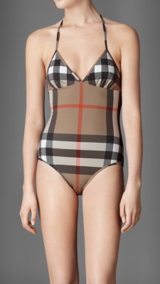 Check Halterneck Swimsuit