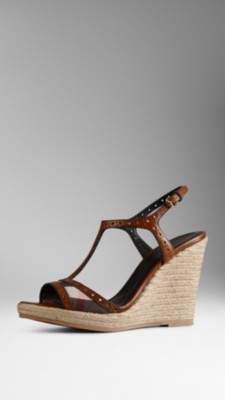 House Check Espadrille Wedges