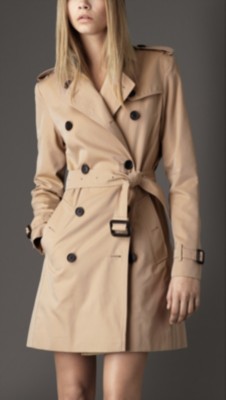 Mid-Length Cotton Gabardine Trench Coat