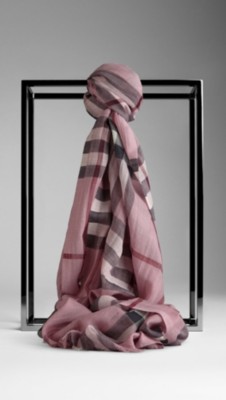 Foulard en check laine et soie