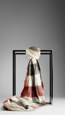 Check Crinkle Cashmere Scarf