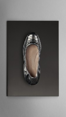 Python Leather Ballerinas
