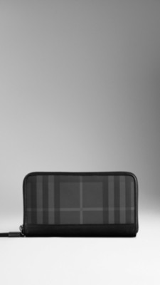 Charcoal Check Ziparound Wallet