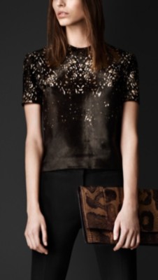 Animal Print Calfskin T-Shirt