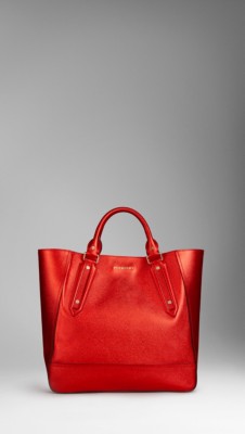 Large Patent London Leather Portrait Tote Bag