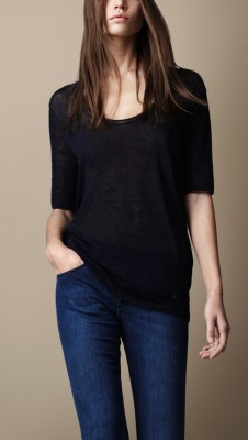 Cotton Blend Scoop Neck T-Shirt
