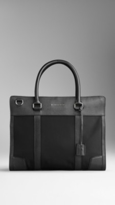 London Leather and Nylon Briefcase