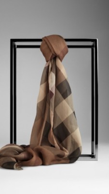Check Silk Crépon Scarf