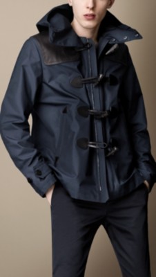 Leather Detail Duffle Jacket