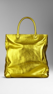 Metallic Leather Tote Bag