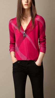 Reversible Check Wool Cardigan