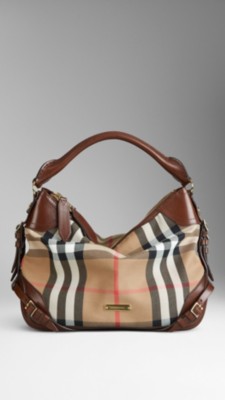 Small Bridle House Check Hobo Bag
