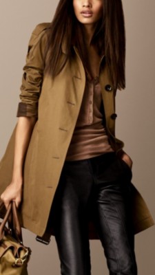 Mid-Length Cotton Satin Trench Coat
