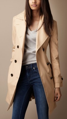 Mid-Length Cotton Poplin Oversize Collar Trench Coat