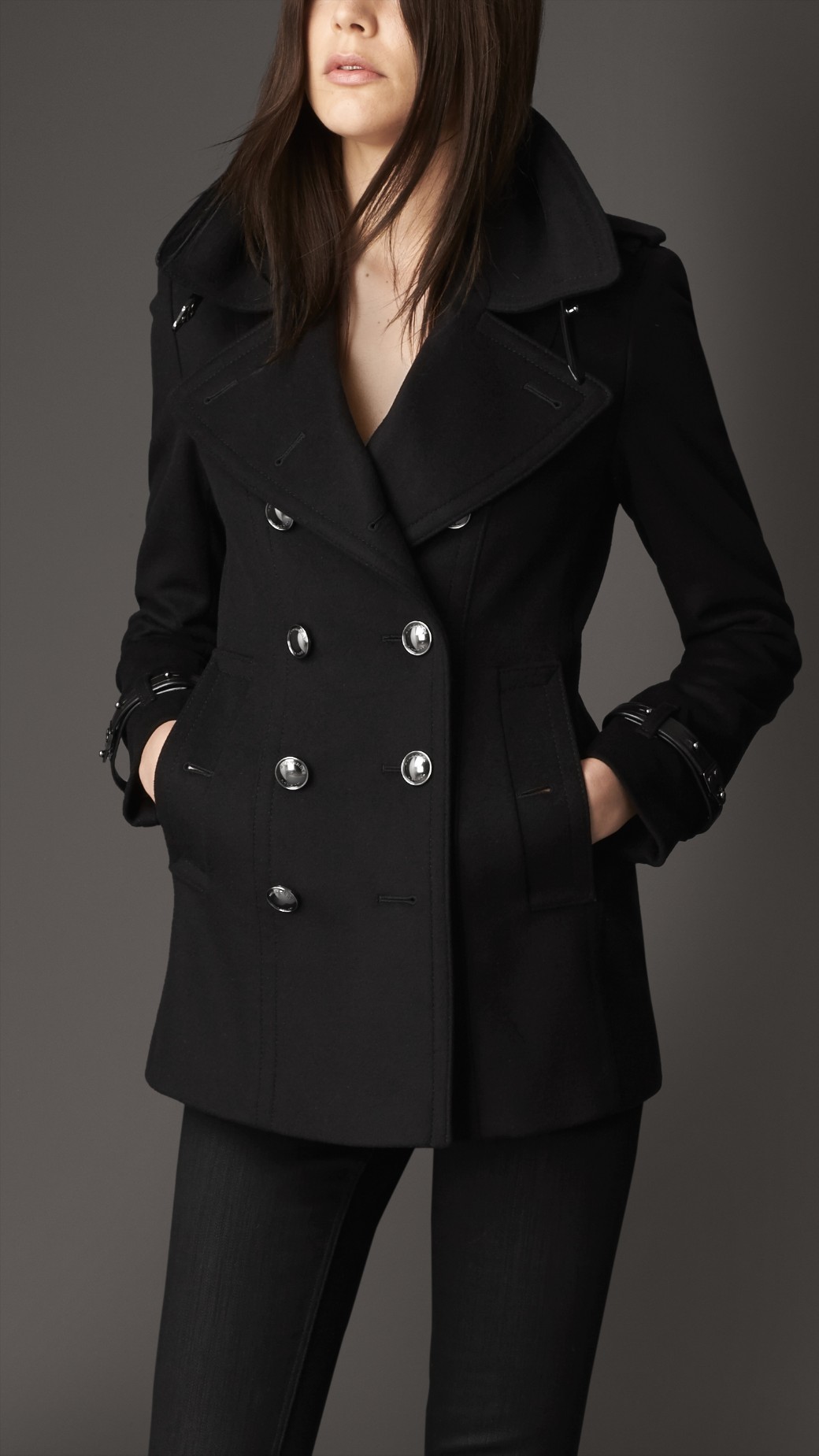 Burberry Leather Detail Wool Cashmere Trench Coat | Burberry Coats