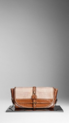 Woven Check Alligator Clutch Bag