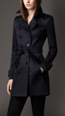Mid-Length Cotton Sateen Trench Coat
