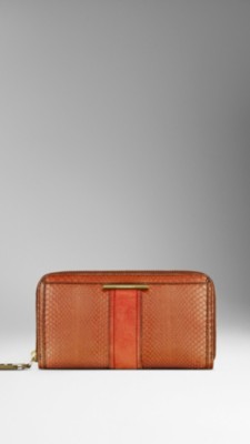 Python Leather Ziparound Wallet