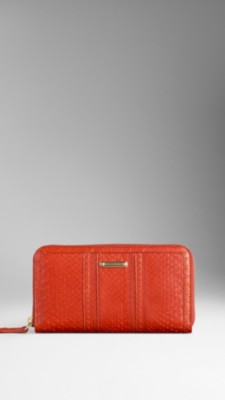 Python Leather Ziparound Wallet