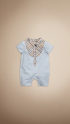 Check Bib Cotton Playsuit