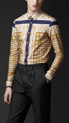 Camisa con estampado de grabado en algodón