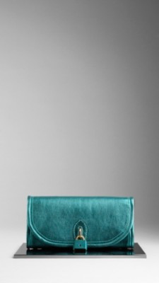 Metallic Leather Clutch Bag