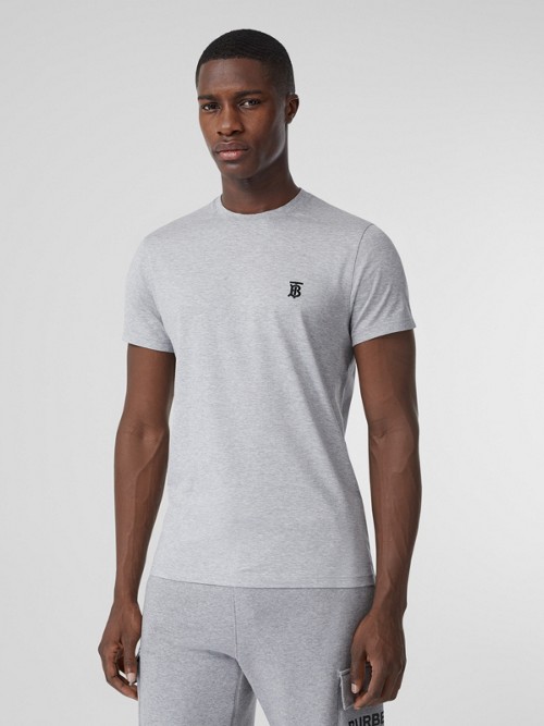 Burberry Parker Embroidered Logo T-Shirt In Grey