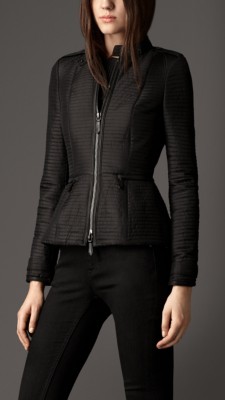 Peplum Detail Ribbed Quilt Jacket