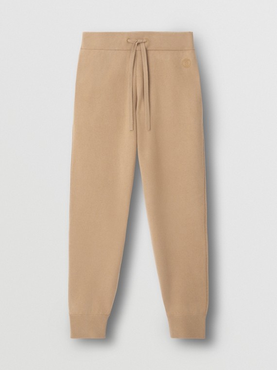Pantaloni da jogging in misto cotone e cashmere con monogramma (Cammello)