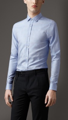Modern Fit Jacquard Check Cotton Shirt
