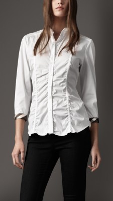 Ruche Detail Check Cuff Shirt