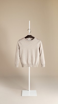 Check Detail Cotton Sweater