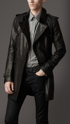 Mid-Length Lambskin Trench Coat
