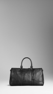 Embossed Check Leather Holdall