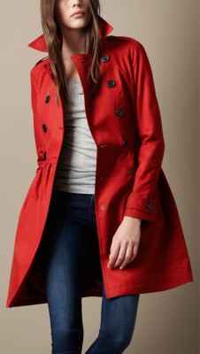 Trench coat de longitud media en popelina de algodón con falda amplia