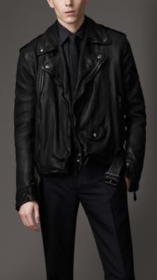 Washed Leather Biker Jacket